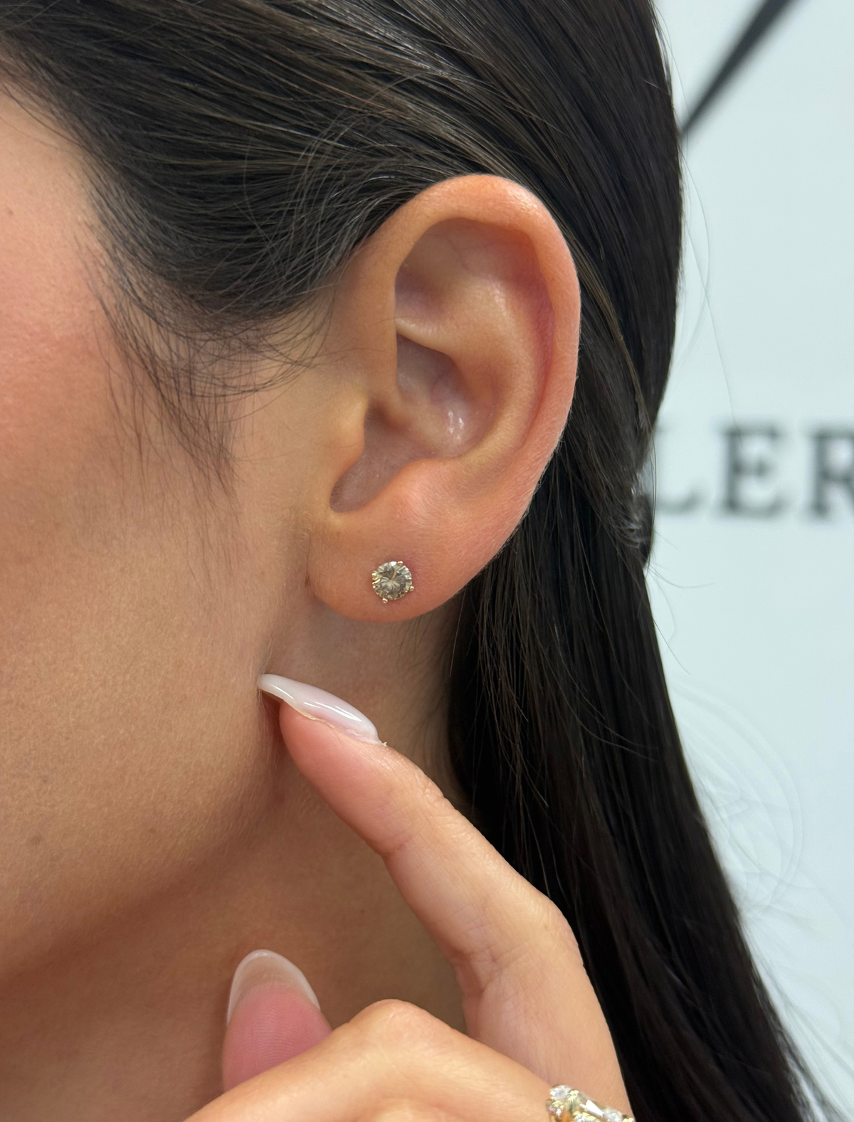 Natural Chocolate Champagne Diamond Round Studs