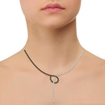 Black and White Natural Diamond Lariat Necklace Yellow 