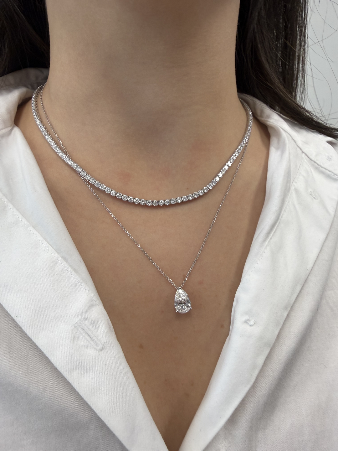 Floating Pear Shape Natural Diamond Pendant