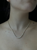 4 Prong Graduated Natural Diamond Tennis Necklace 18K 3