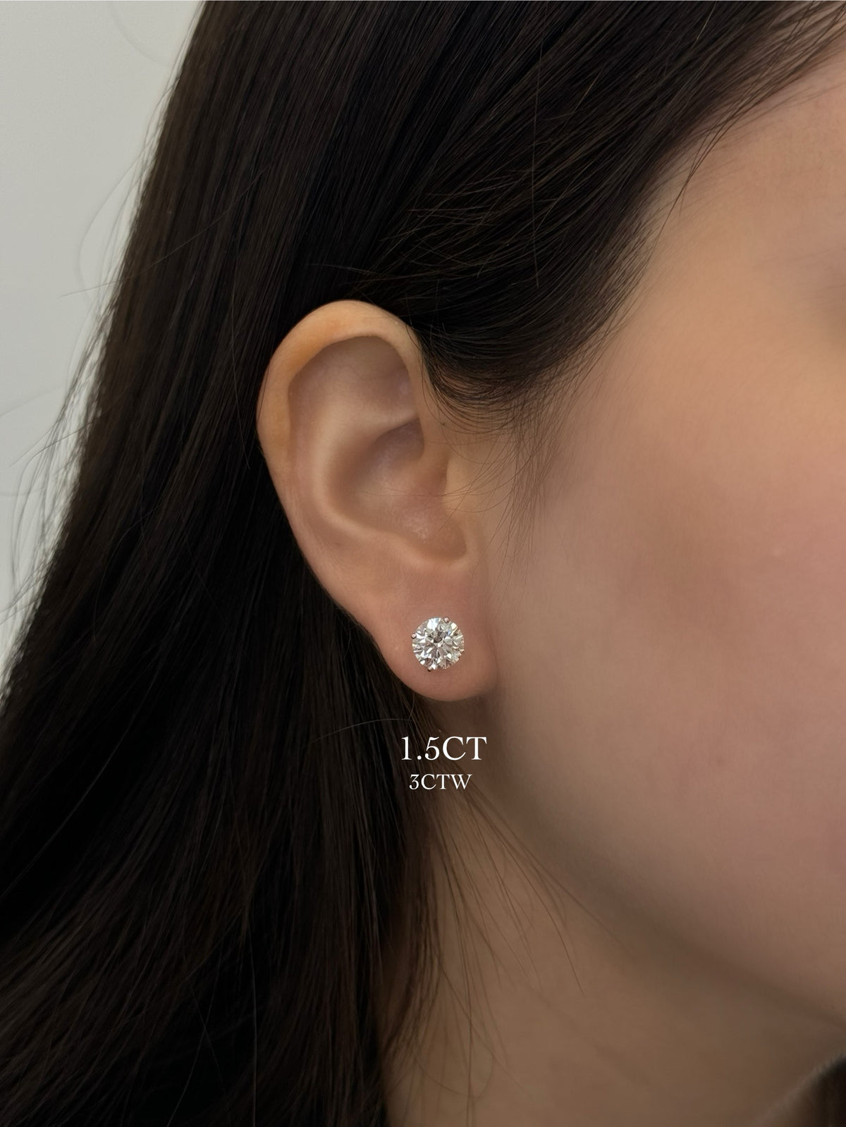 3ctw 4 Prong Round Natural Diamond Studs