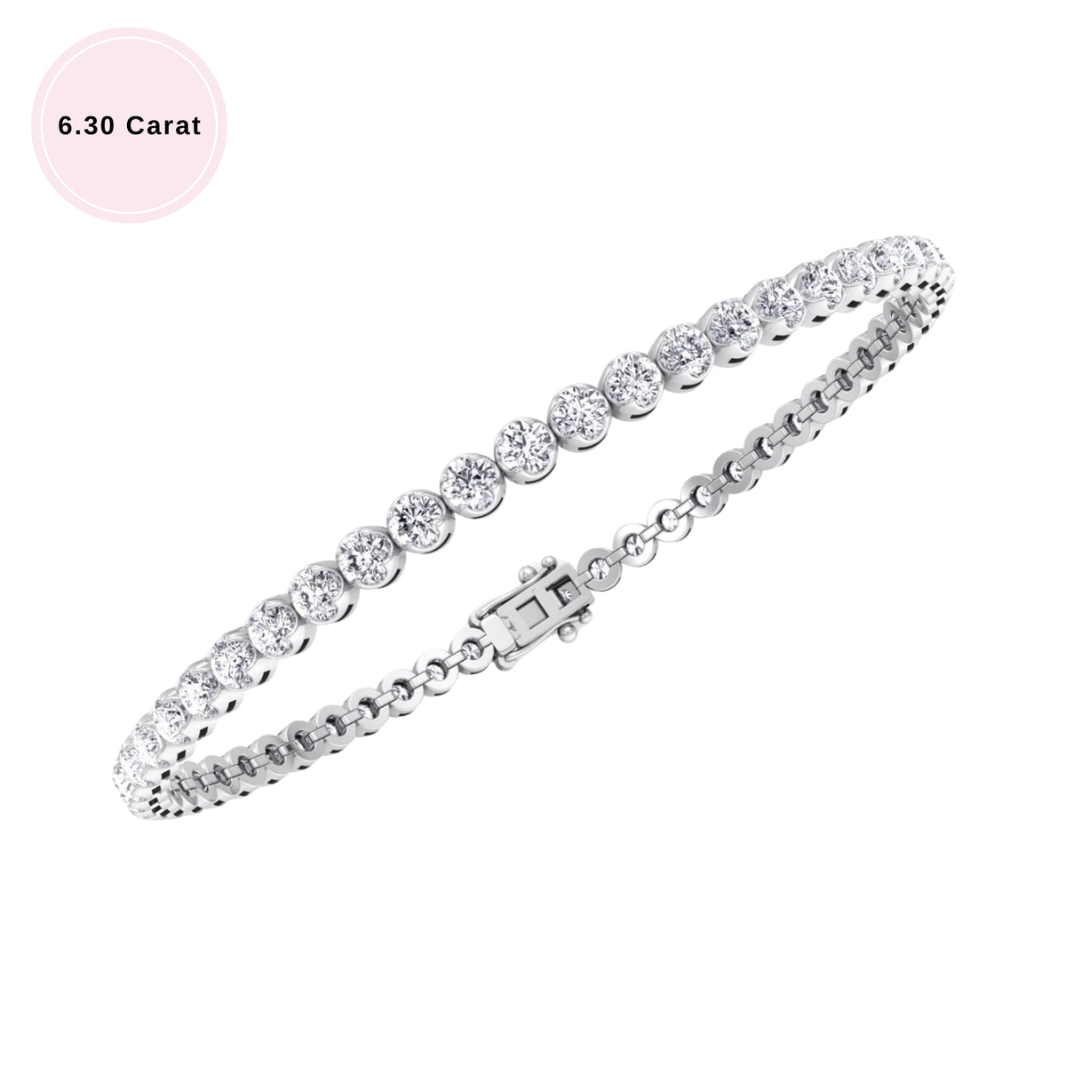 Crown prong diamond bracelet 14K solid gold 6.30 carat