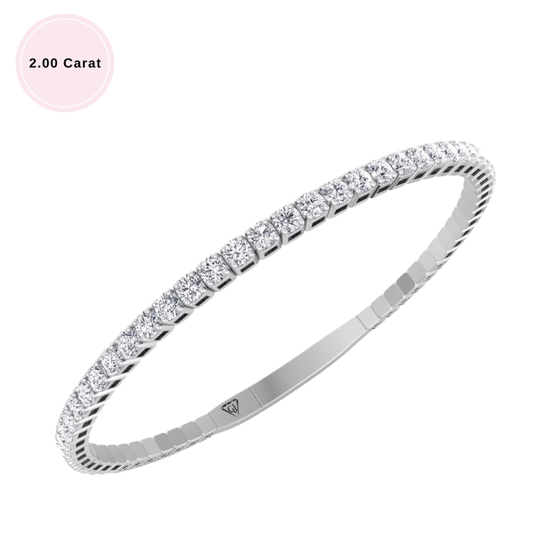 Flexible Natural Diamond Bangle in 14K Solid Gold