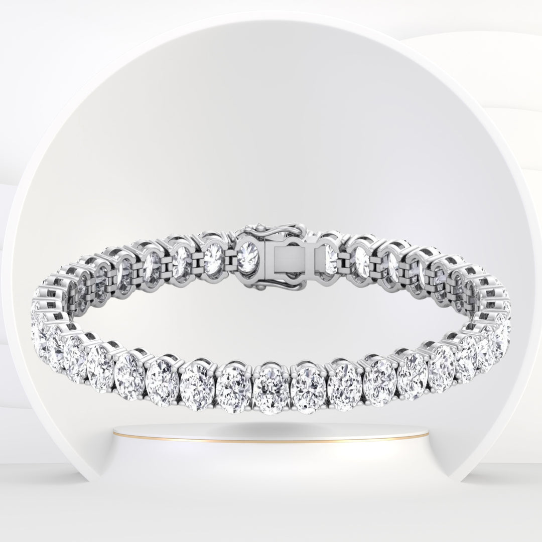 Foothill - 4 Prong Oval Shape Natural Diamond Tennis Bracelet - Gem Jewelers Co