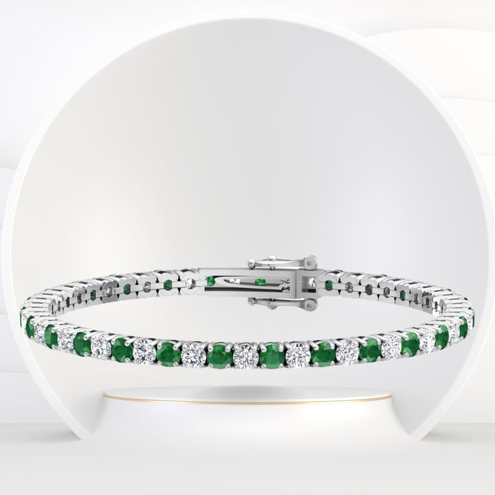 Estelle - Diamond & Emerald Tennis Bracelet