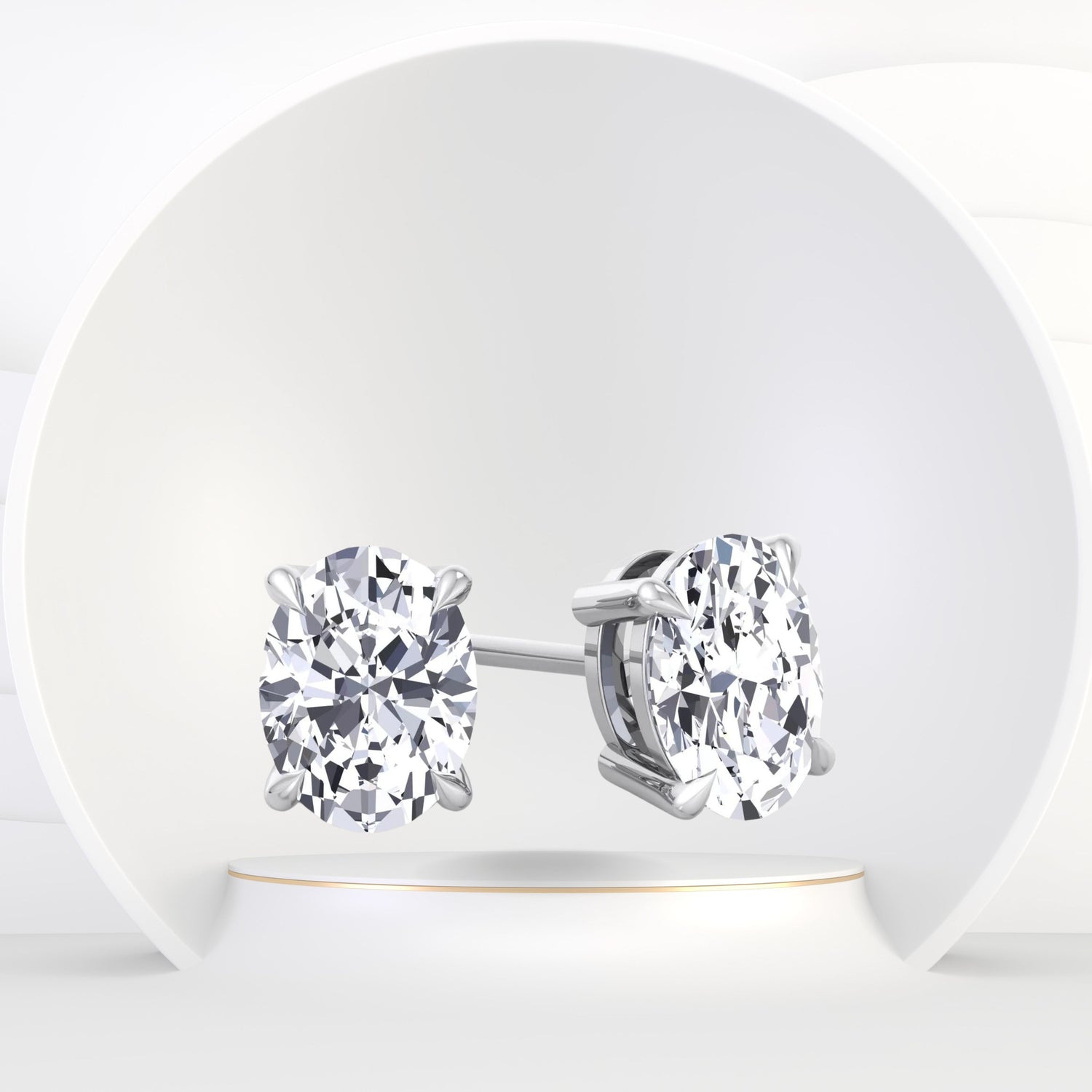 York - Oval Cut Diamond Studs - Gem Jewelers Co
