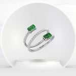 Valora - Green Emerald Spiral Pave Wrap Ring - Gem Jewelers Co