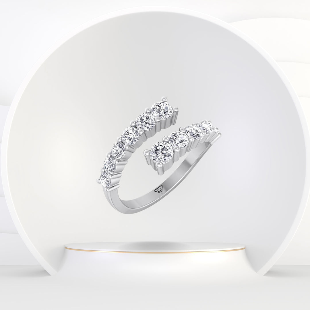 Elvera - Graduated Round Cut Diamond Wrap Ring - Gem Jewelers Co
