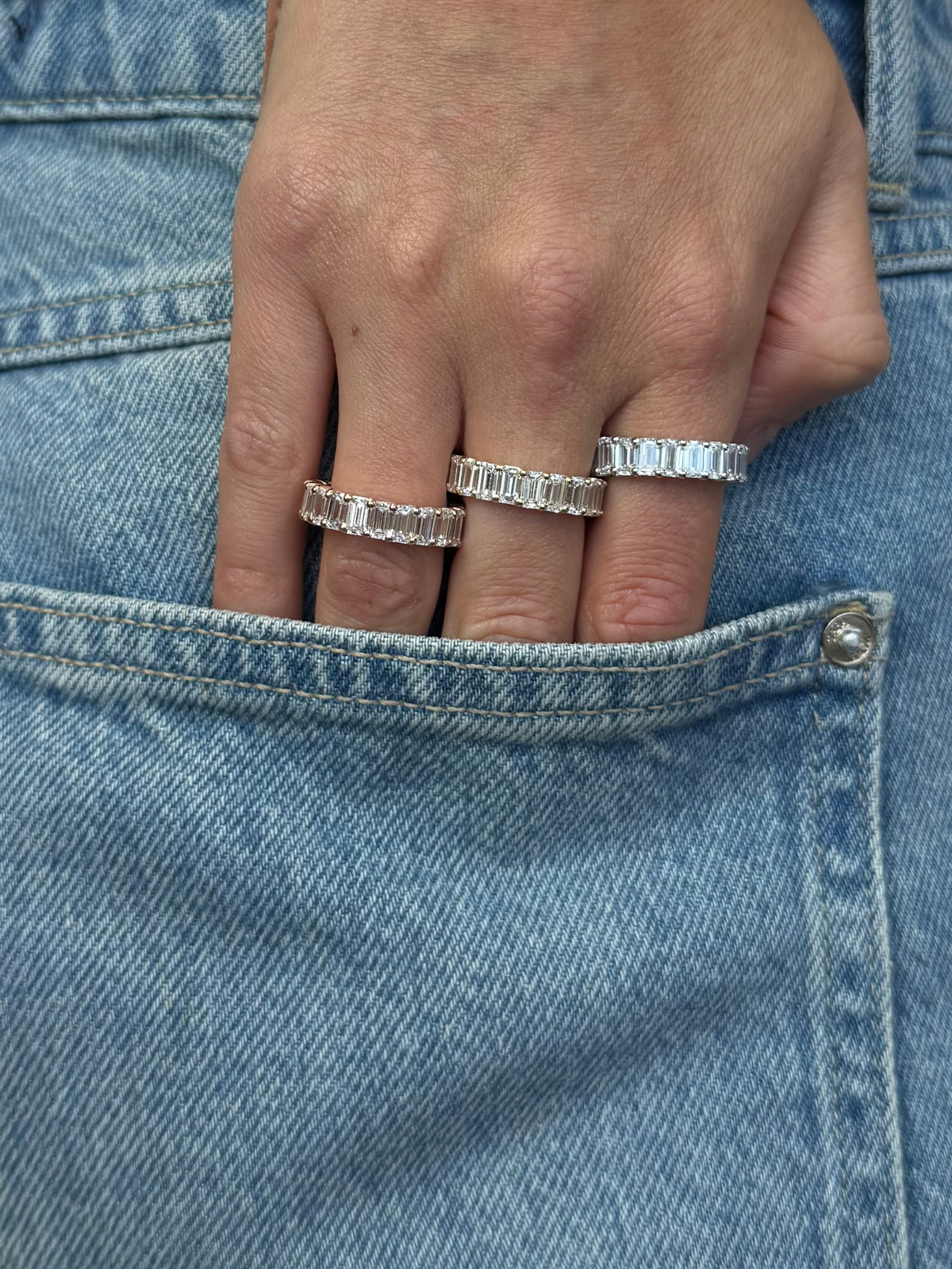 4 Emerald Cut Natural Diamond Eternity Band