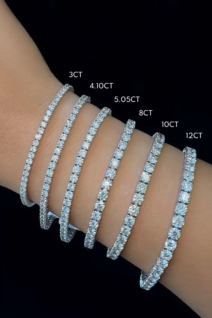 4 Prong Natural Diamond Tennis Bracelet ( Square Box Setting ) 14K Solid Gold