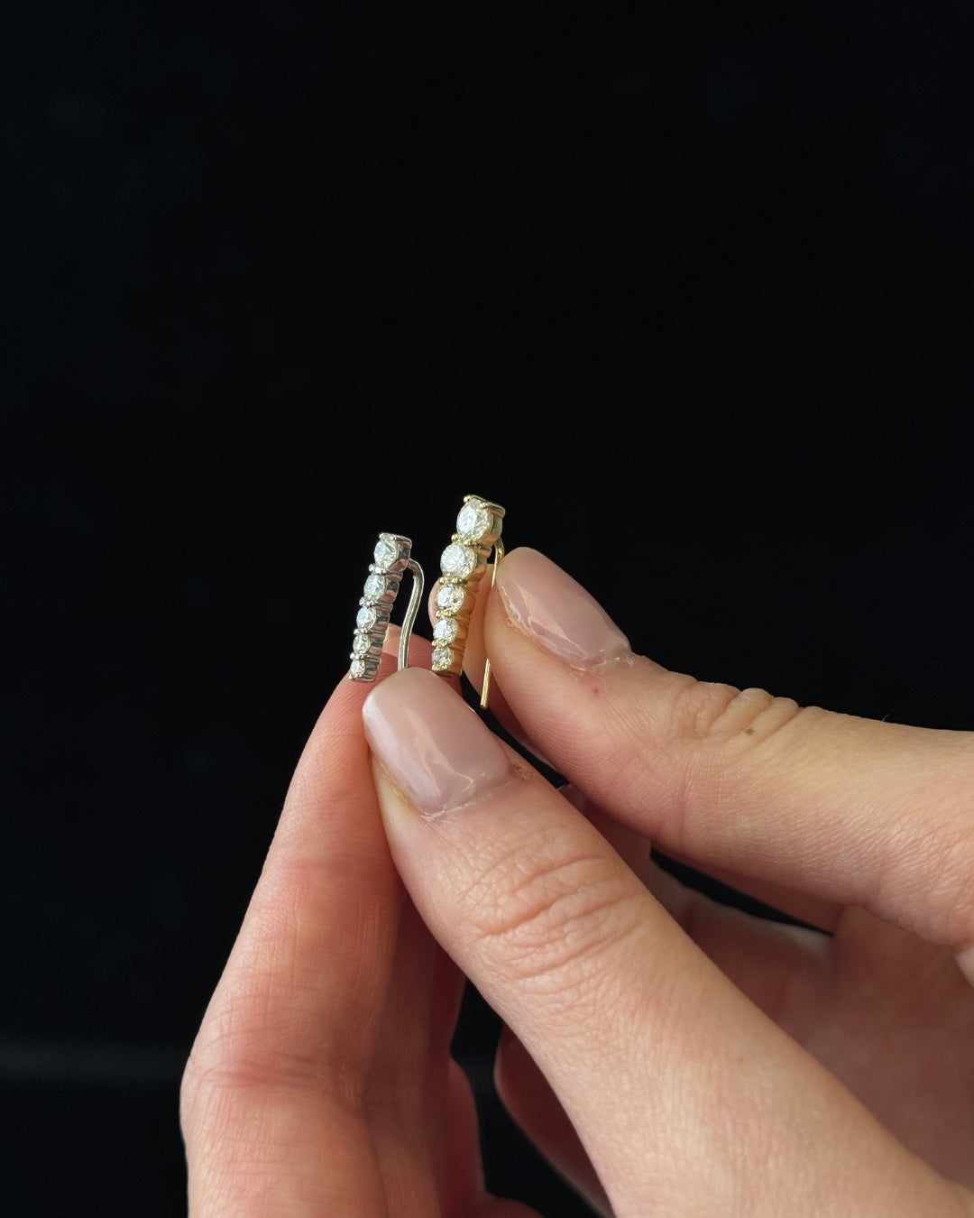 Graduated Round Shape Natural Diamond Cuff Earrings