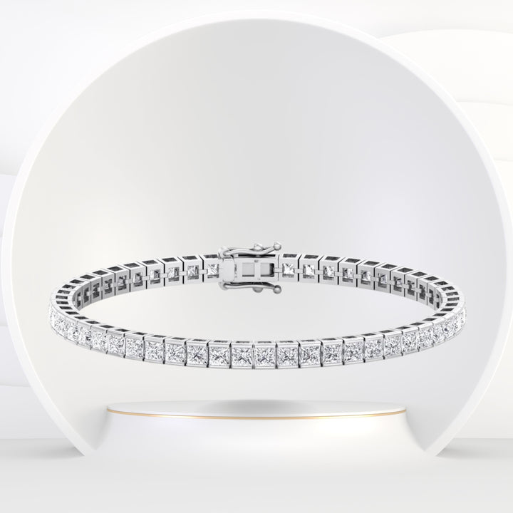 Princess Cut Natural Diamond Tennis Bracelet - Gem Jewelers Co