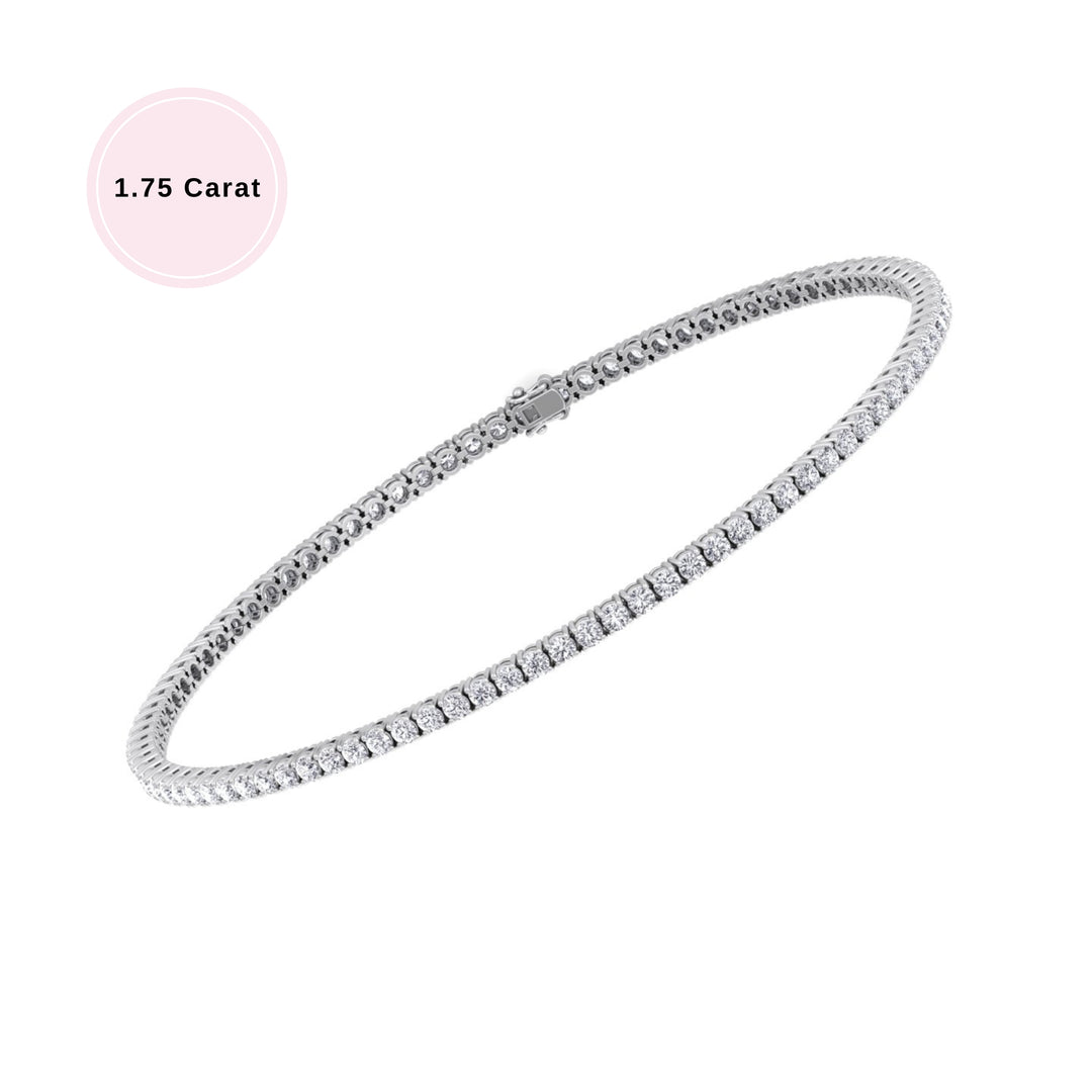 4 Prong 1.75 CT Diamond Tennis Bracelet Square Box Set Gold