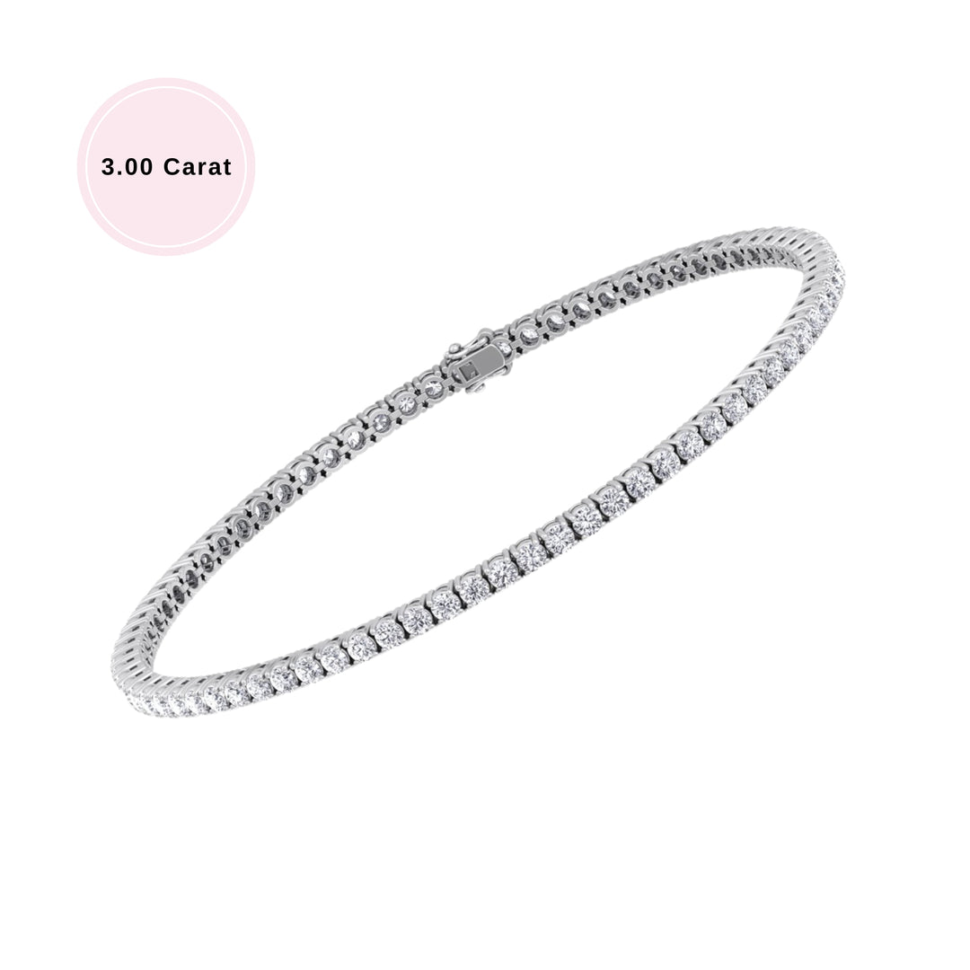 4 Prong 3 CT Diamond Tennis Bracelet Square Box Set Gold
