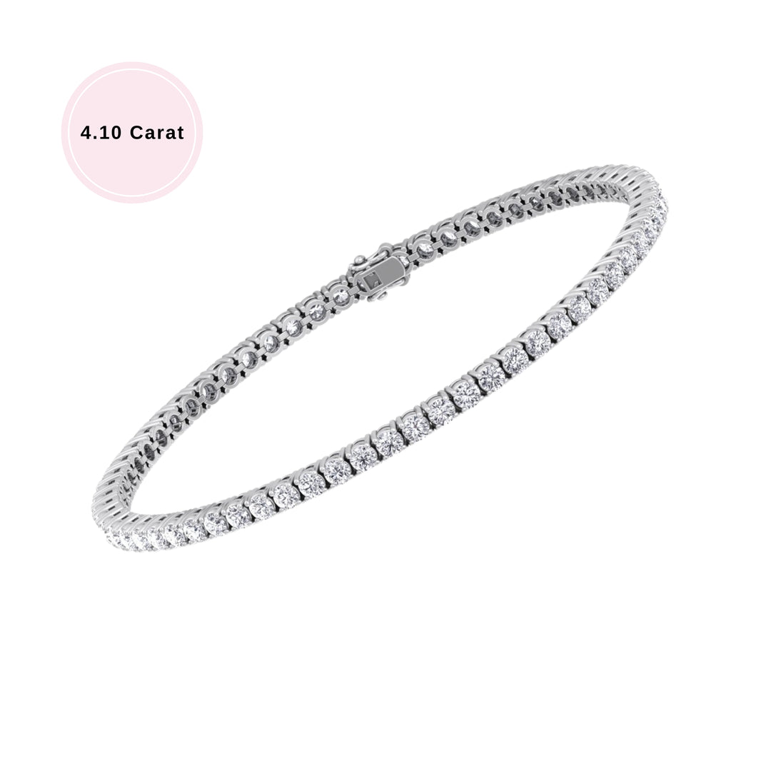 4 Prong 4.10CT Diamond Tennis Bracelet Square Box Set Gold
