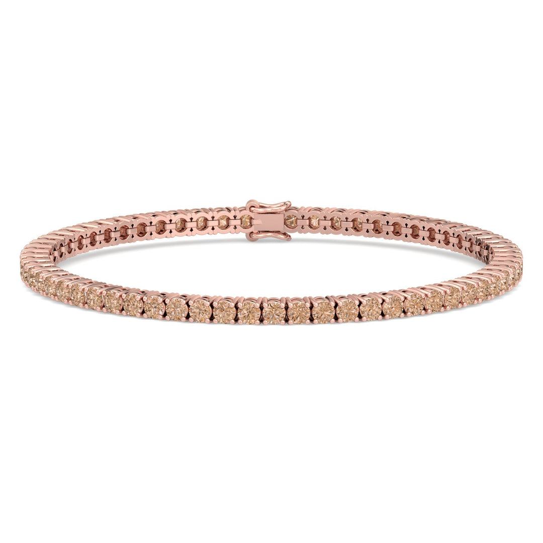 4 Prong Champagne Diamond Tennis Bracelet 14K Rose Gold