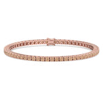 4 Prong Champagne Diamond Tennis Bracelet 14K Rose Gold