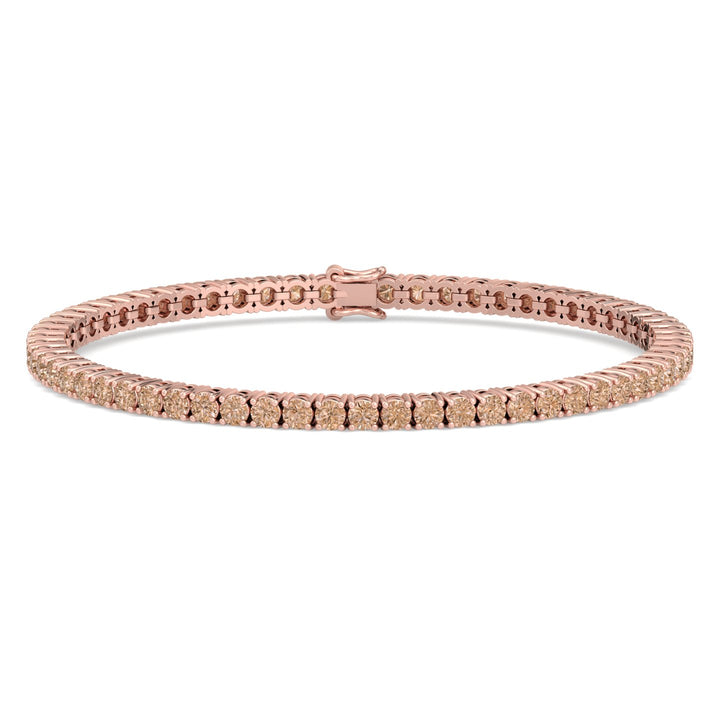 4 Prong Champagne Diamond Tennis Bracelet 14K Rose Gold