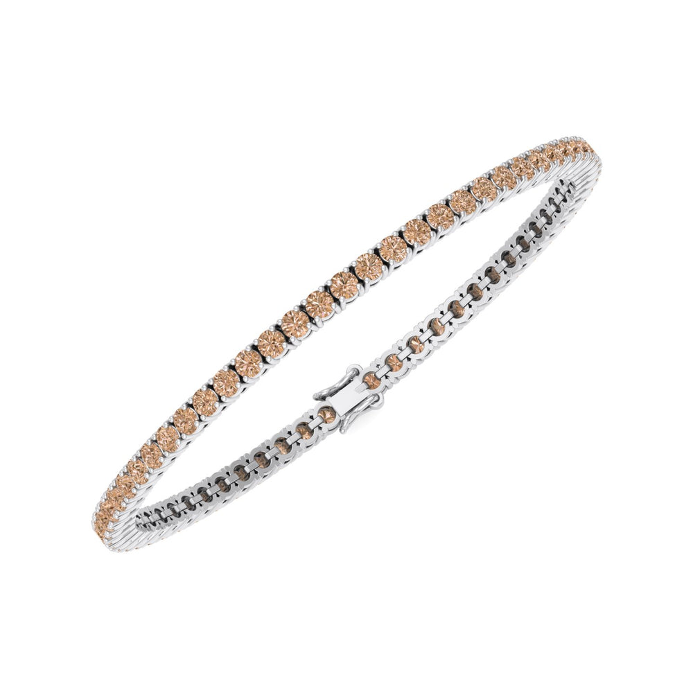 4 Prong Champagne Diamond Tennis Bracelet 14K White Gold