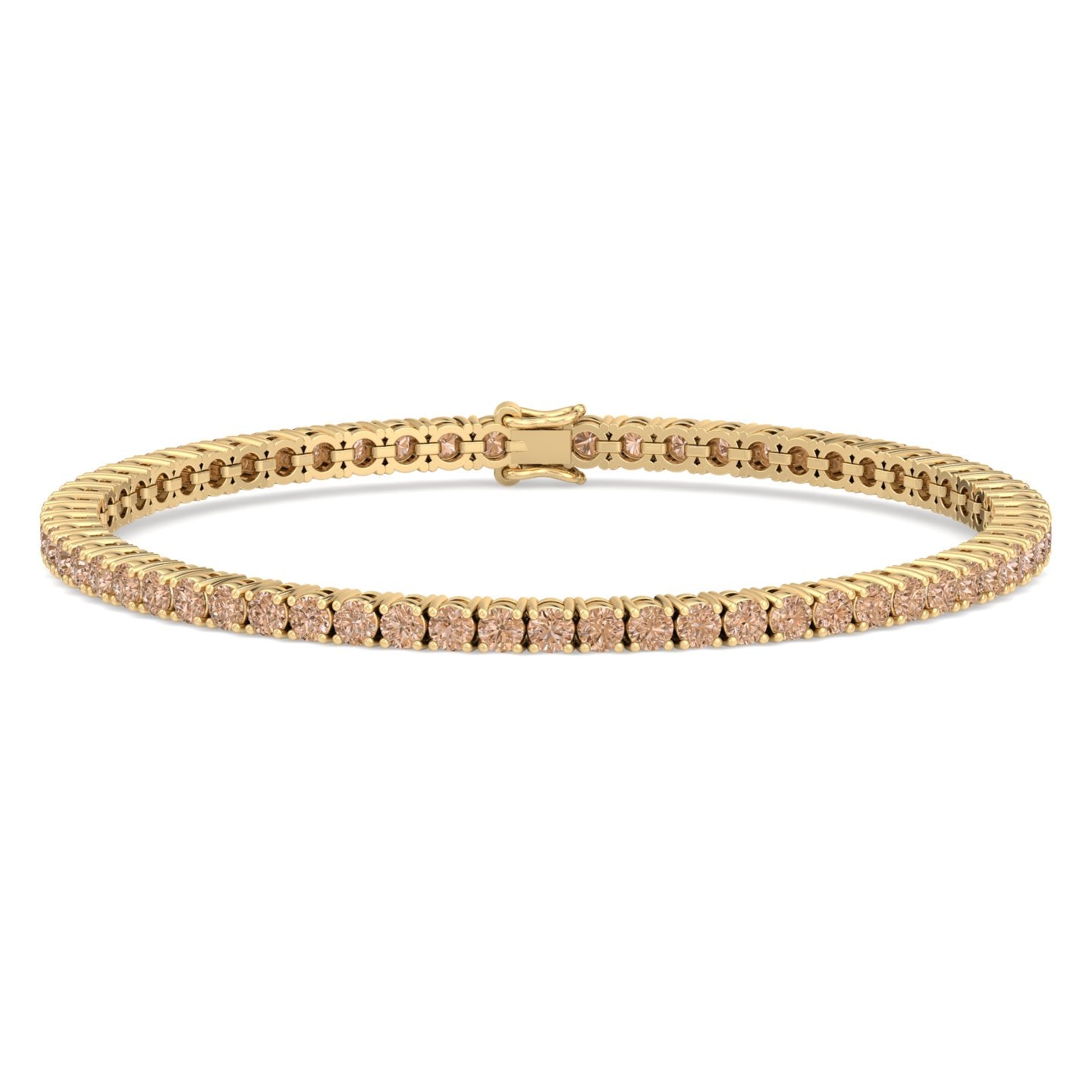 Champagne Diamond Tennis Bracelet 14K Solid Gold