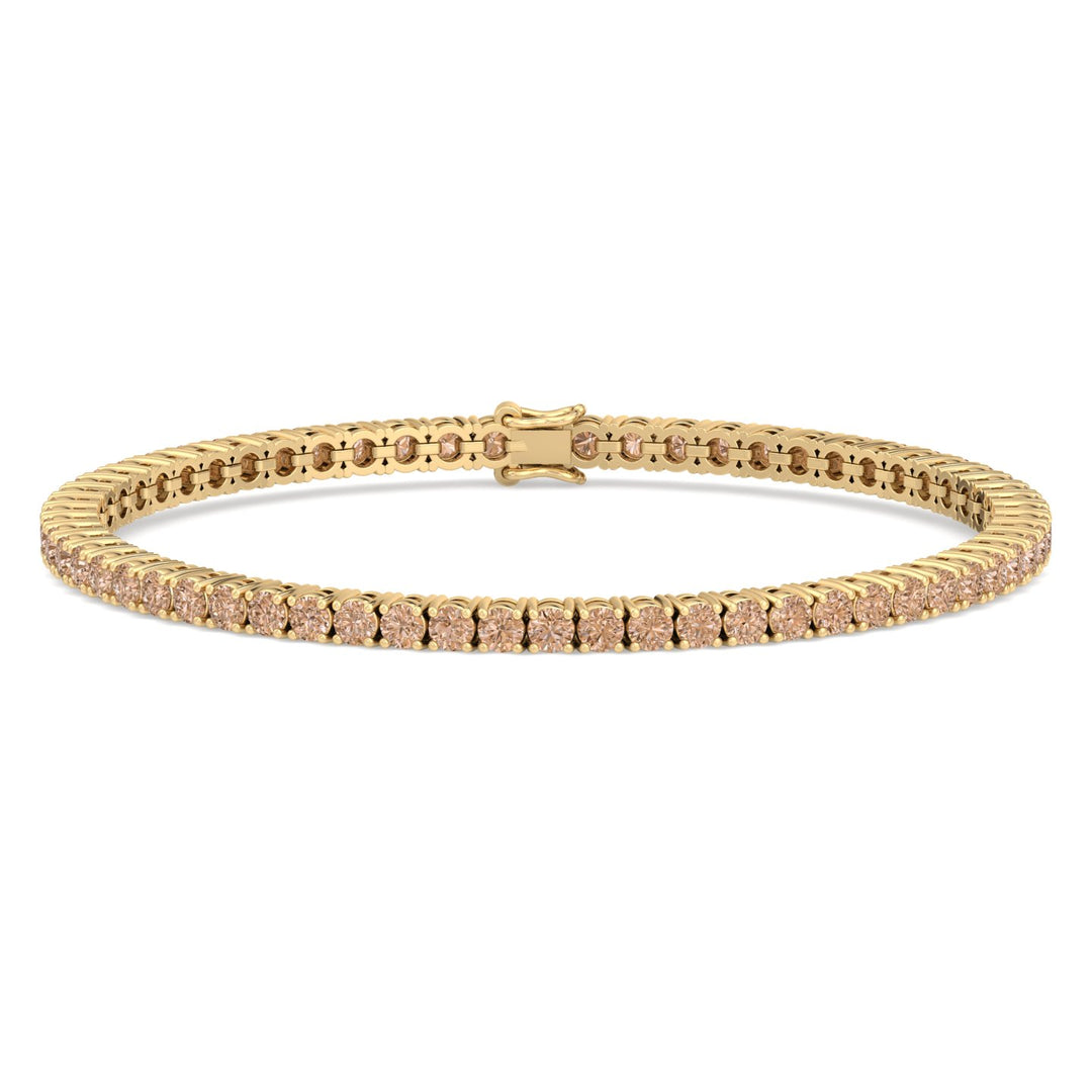 4 Prong Champagne Diamond Tennis Bracelet 14K Yellow Gold