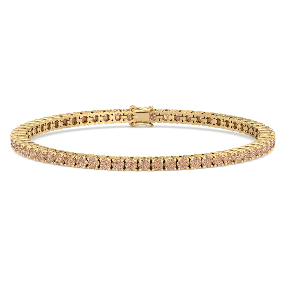 4 Prong Champagne Diamond Tennis Bracelet 14K Yellow Gold