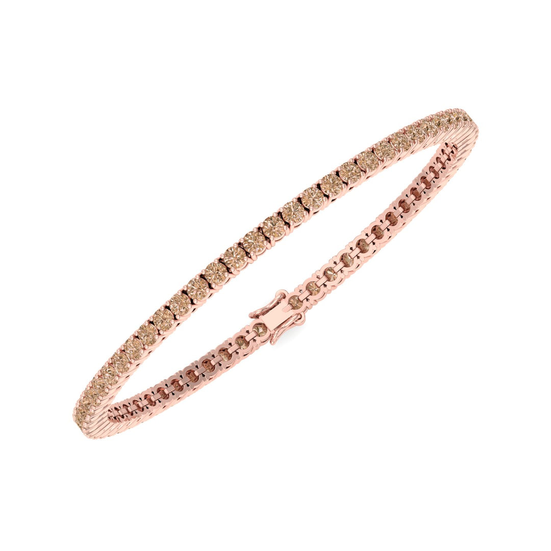 4 Prong Champagne Diamond Tennis Bracelet Rose Gold