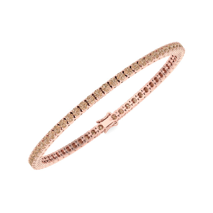 4 Prong Champagne Diamond Tennis Bracelet Rose Gold