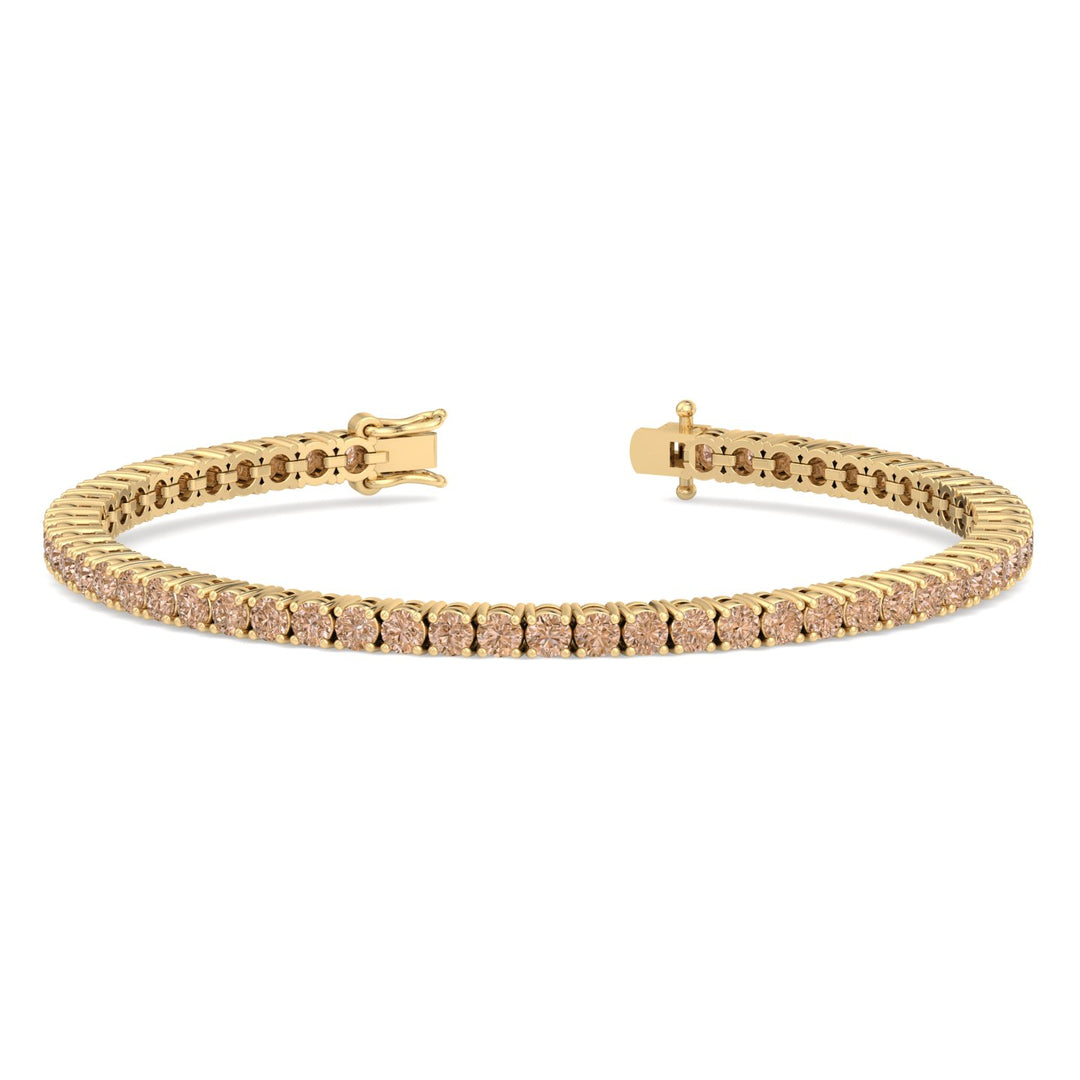 4 Prong Champagne Diamond Tennis Bracelet Yellow 