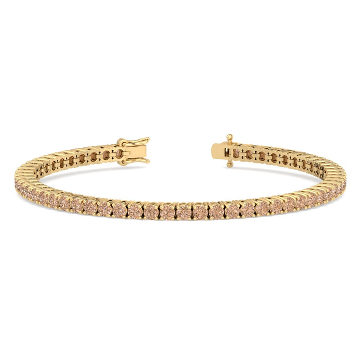 4 Prong Champagne Diamond Tennis Bracelet Yellow 