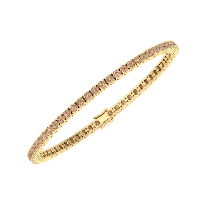 4 Prong Champagne Diamond Tennis Bracelet Yellow Gold