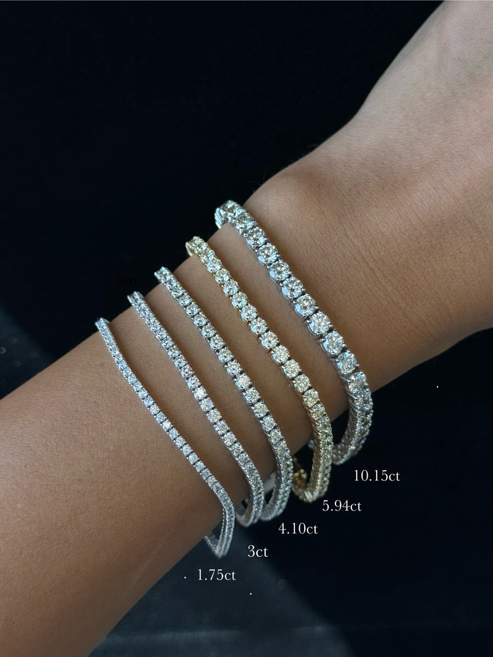 4 Prong Diamond Tennis Bracelet Square Box Set Gold, Carat Sizes