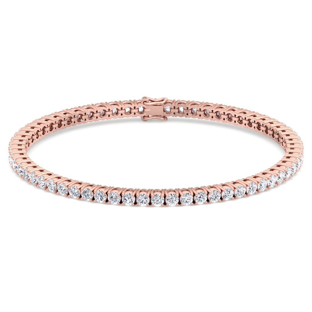 4 Prong Diamond Tennis Bracelet Square Box Set Rose Gold