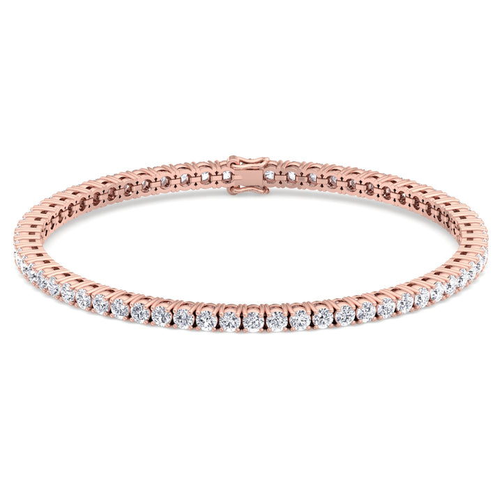 4 Prong Diamond Tennis Bracelet Square Box Set Rose Gold