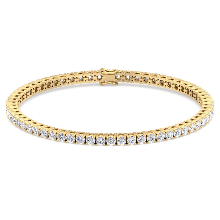 4 Prong Diamond Tennis Bracelet Square Box Set Yellow Gold