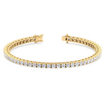 4 Prong Diamond Tennis Bracelet Square Box Set Yellow, Open Clasp