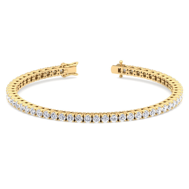 4 Prong Diamond Tennis Bracelet Square Box Set Yellow, Open Clasp