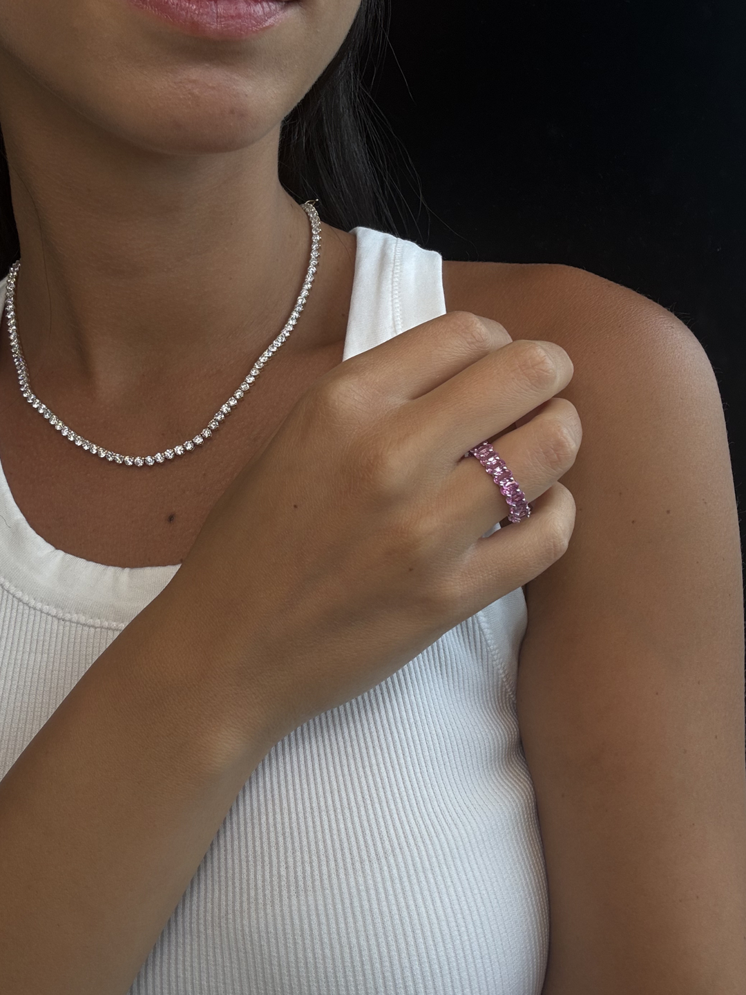 Oval Shape Pink Sapphire Eternity Band