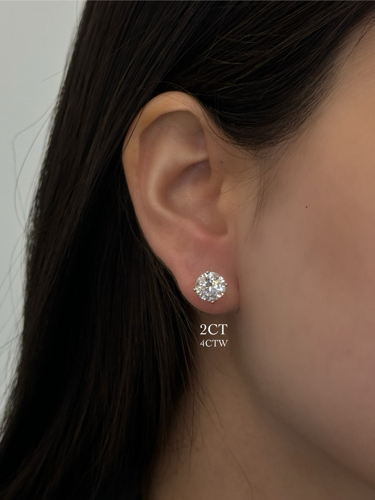 4ctw 4 Prong Round Natural Diamond Studs