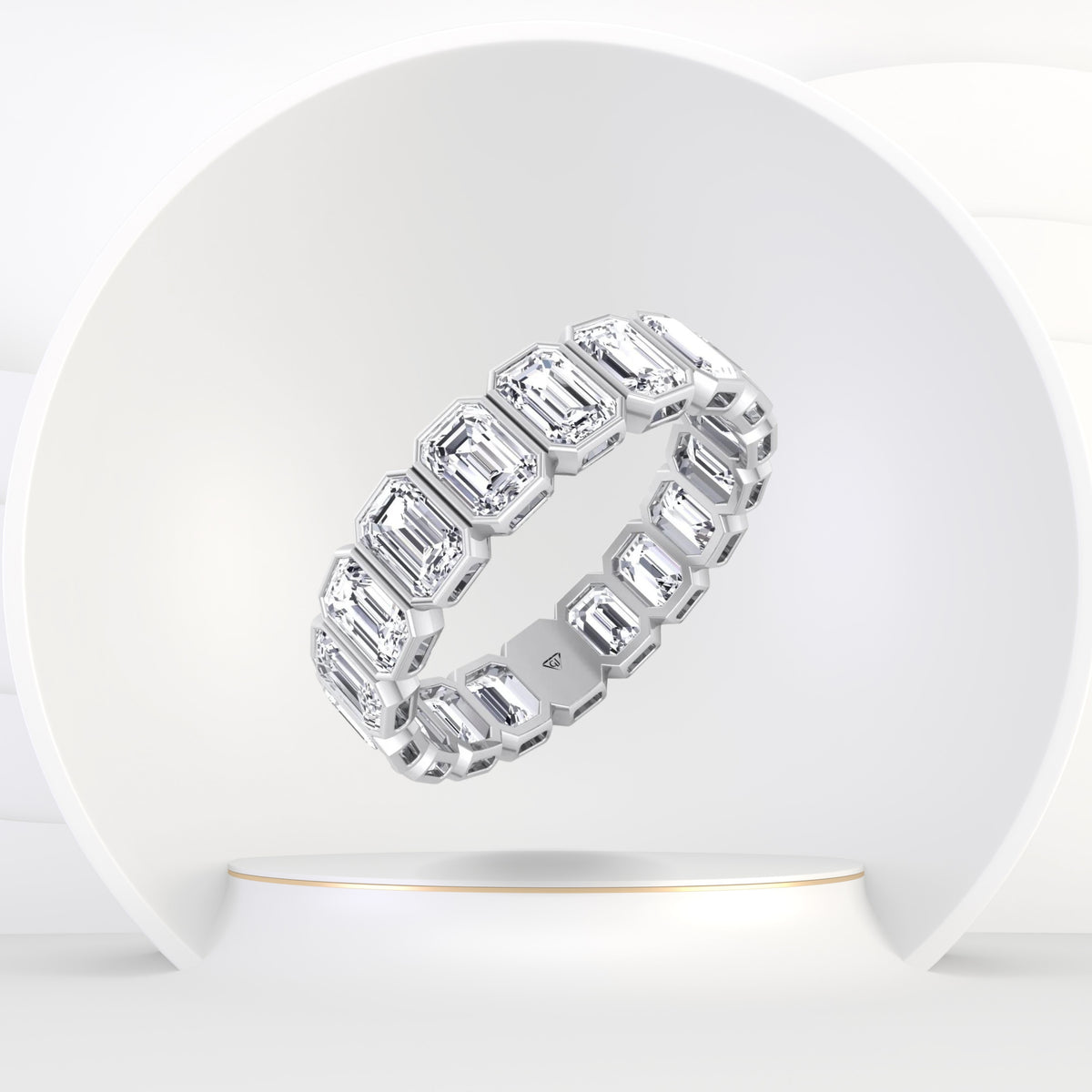 Alessi - Bezel Set Emerald Cut Diamond Eternity Band - Gem Jewelers Co