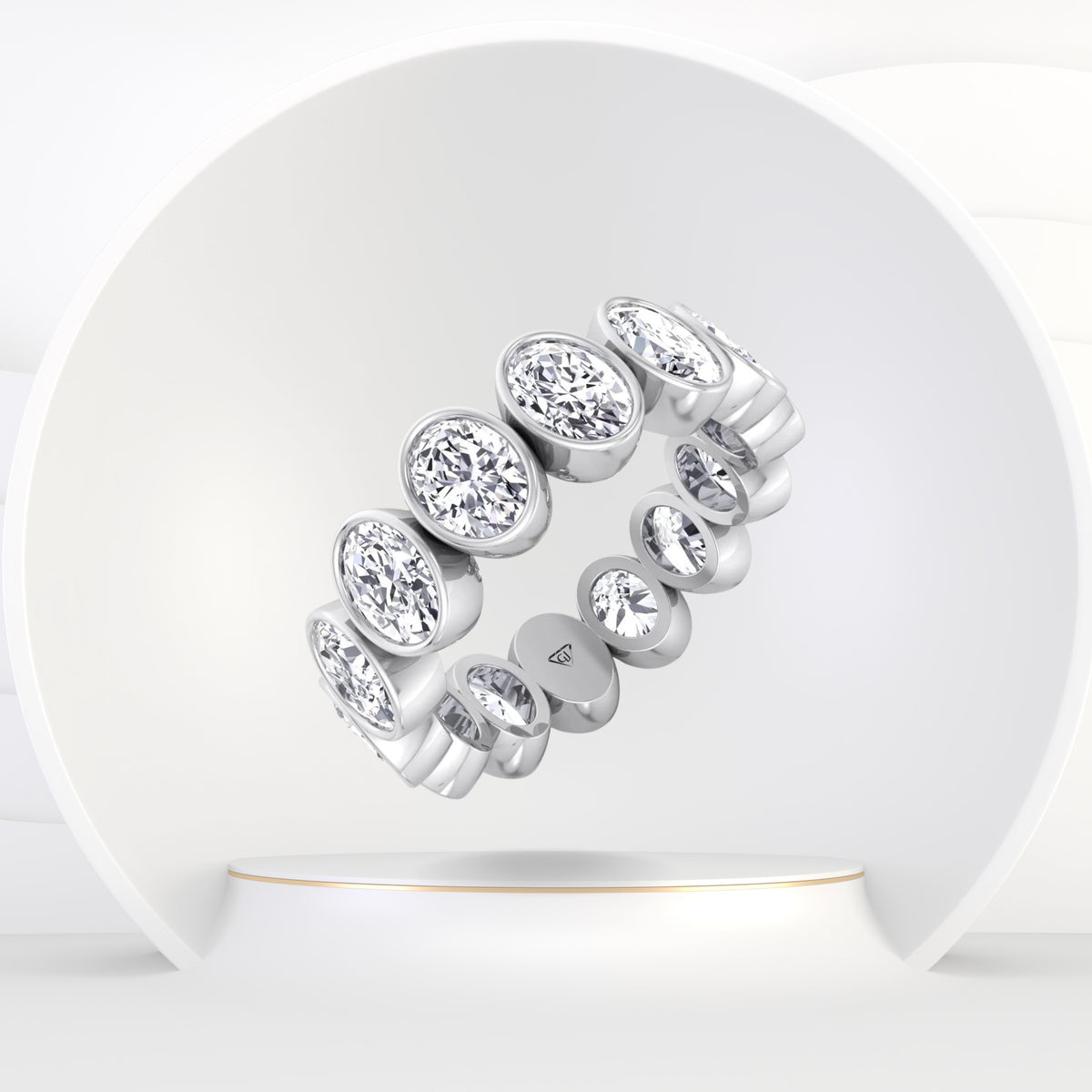 Allora - Bezel Set Oval Shape Diamond Eternity Band - Gem Jewelers Co