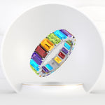Cartia - Multi-Color Emerald Shape Eternity Band - Gem Jewelers Co