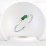 Verde - Dainty Green Emerald Baguette Solitaire Stackable Ring - Gem Jewelers Co