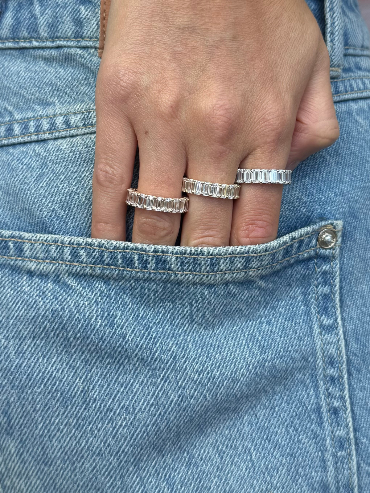 5 Emerald Cut Natural Diamond Eternity Band