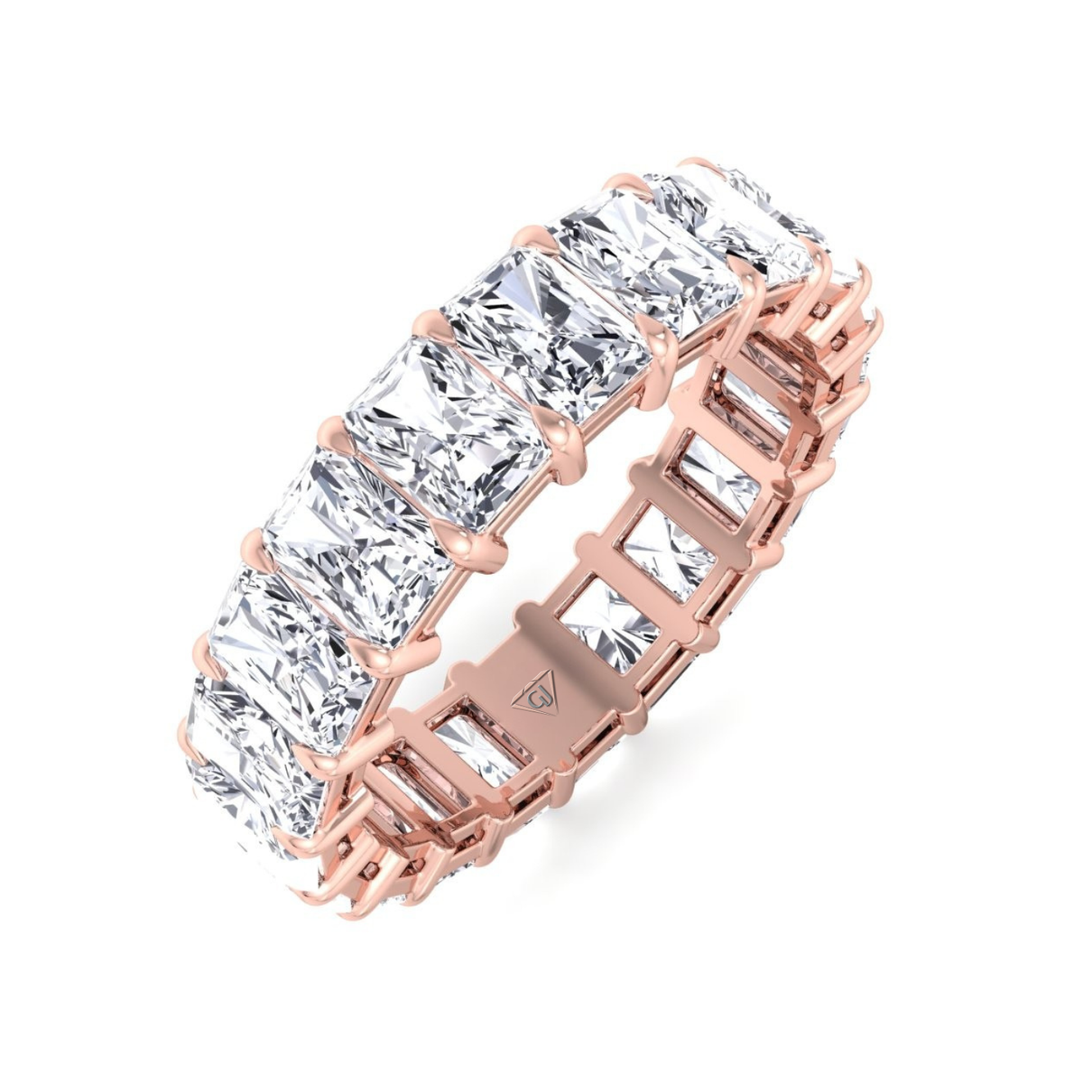 Radiant Cut Natural Diamond Eternity Band Gold Rose Gold 18K