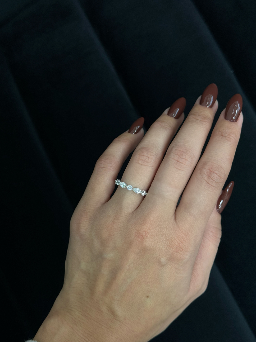 Marquise and Round Natural Diamond Eternity Wedding Band
