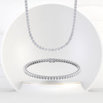 6.31CT Diamond Tennis Necklace & 3.45CT Tennis Bracelet in 14k White Gold