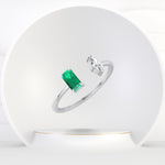 Zaria - Green Emerald & Marquise Shape Diamond Stackable Ring - Gem Jewelers Co