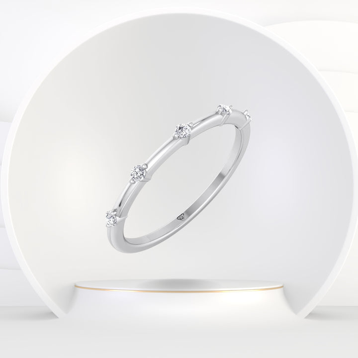 Myra - 5 Stone Round Diamond Dainty Ring Single Prong