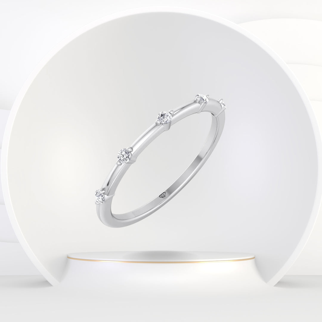 Myra - 5 Stone Round Diamond Dainty Ring Single Prong - Gem Jewelers Co